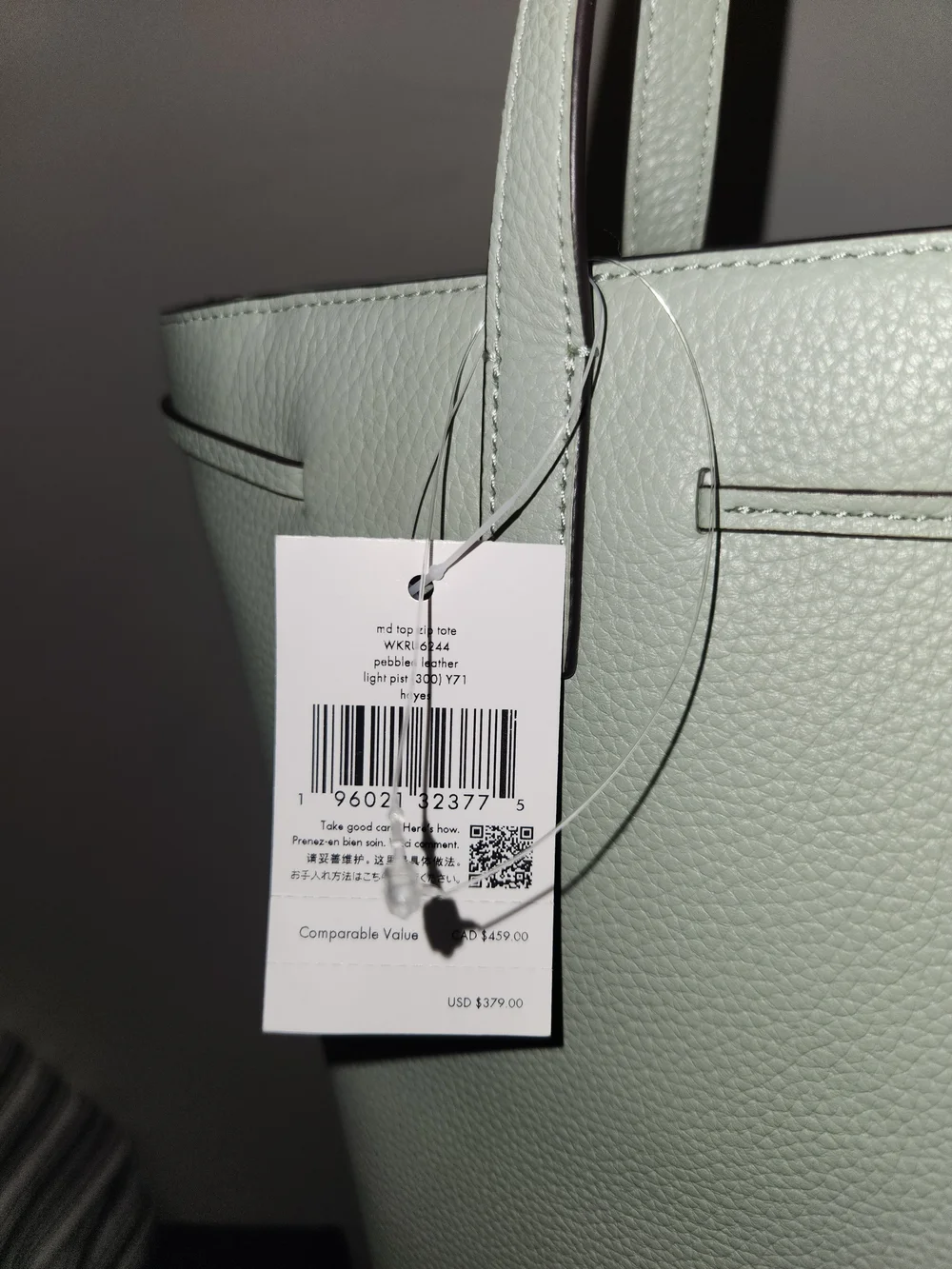Kate Spade New York Mint Green Leather Tote Bag with Tassel- NWT - Picture 4 of 15